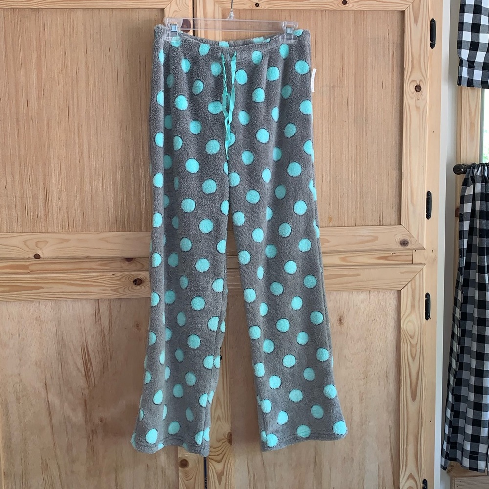 PJ couture plush “dots” pajama sleep pants size M